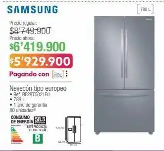 Jumbo Samsung nevecón tipo europeo • ref. rf28t5021b1 • 788 l oferta