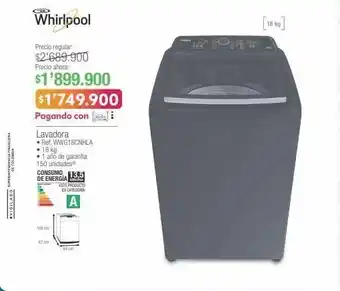 Jumbo Whirlpool lavadora • ref. wwg18cnhla • 18 kg oferta
