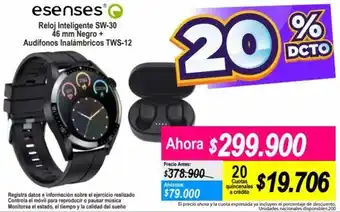 Alkomprar Esences Reloj Inteligente SW-30 46mm Negro + Audifonos Inlámbricos TWS-12 oferta