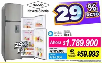 Alkomprar Haceb Nevera Siberia 294lt oferta