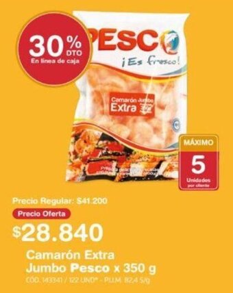 Makro Camarón Extra Jumbo Pesco x 350g oferta