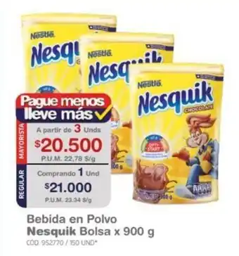 Makro Bebida en Polvo Nesquik bolsa x 900g oferta