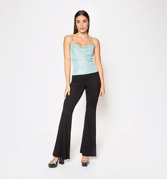 Studio F Blusa escote drapeado con tiras oferta