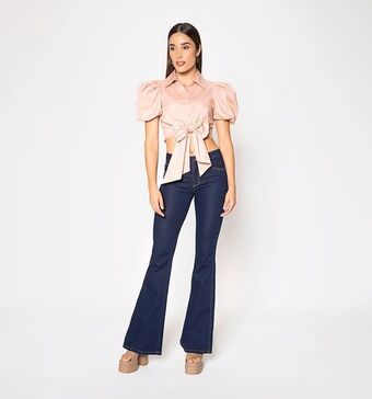 Studio F Blusa manga bombacha corta de amarrar oferta