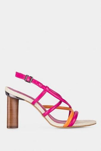Vélez Sandalias tacón daca de cuero para mujer straps sin costuras oferta