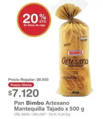 Makro Pan Bimbo Artesano Mantequilla Tajado x 500g oferta