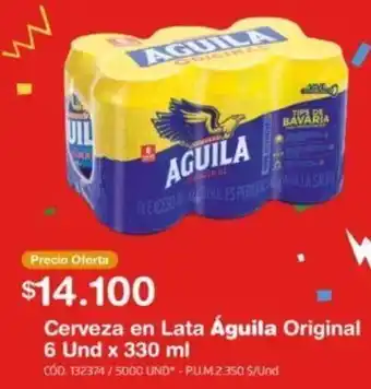 Makro Cerveza en Lata Aguila Original 6 und x 330ml oferta