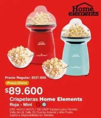 Makro Crispeteras Home Elements roja - mint oferta