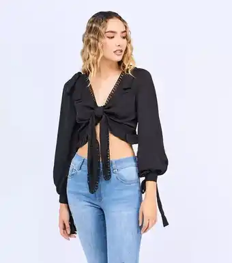 Derek Alessa blusa unicolor manga larga cuello v derek oferta