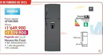 Metro Nevera mabe 247l oferta