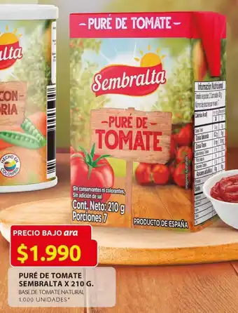 Ara Puré de Tomate Sembralta x 210g oferta