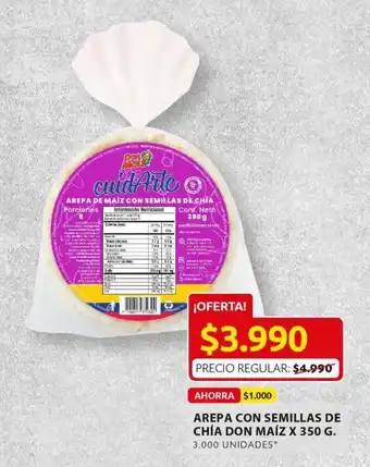 Ara Arepa con Semillas de Chía Don Maíz x 350g oferta