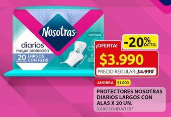 Ara Protectores Nosotras Diarios Largos con alas x 20 un oferta