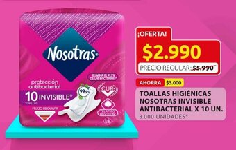 Ara Toallas Higiénicas Nosotras Invisible Antibacterial x 10 un oferta