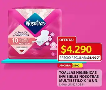 Toallas Higiénicas Nosotras Invisibles Multiestilo x 10 un