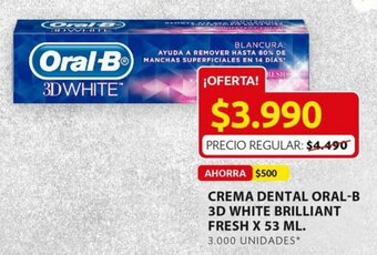 Ara Crema Dental Oral-B 3D White x 53ml oferta