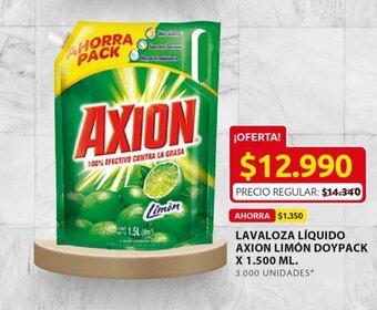 Ara Lavaloza Líquido Axion Limón Doy Pack x 1.500ml oferta