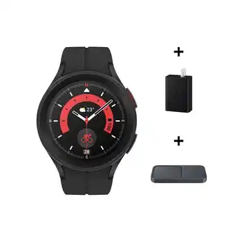 Ktronix Reloj samsung galaxy watch 5 pro de 45 mm negro + cargador inalámbrico + adaptador corriente 65w oferta