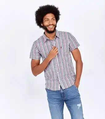 Stirpe Camisa slim m/ corta de cuadros unser oferta