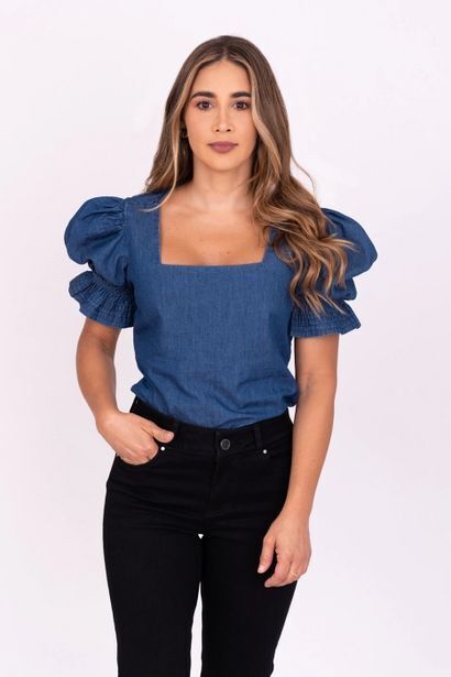 Unipunto Blusa manga globo escote cuadrado oferta