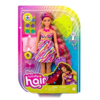 Alkosto Muñeca barbie con accesorios totally hair vestido de flores oferta