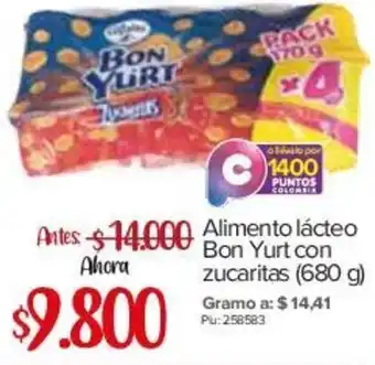 Super Inter Alimento Lácteo Bon Yurt con Zucaritas 680g oferta