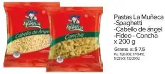 Super Inter Pastas La Muñeca Spaghetti Cabello de Ángel Fideo-Concha 200g oferta