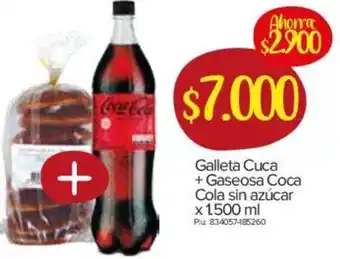 Super Inter Galleta Cuca + Gaseosa Coca Cola sin Azúcar 1500ml oferta