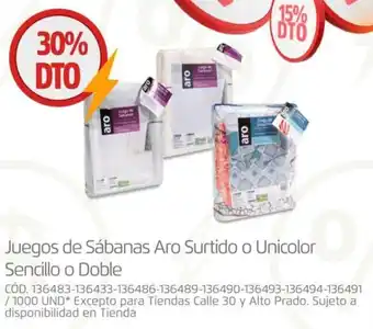 Makro Juegos de Sábanas Aro Surtido o Unicolor Sencillo o Doble oferta