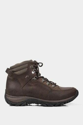 Vélez Botas camper outdoor de cuero para hombre repelente a salpicaduras de agua cafe oferta