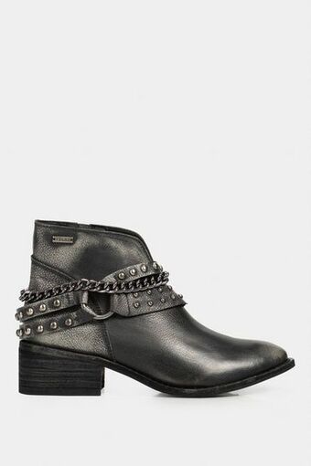 Vélez Botines texanos cadenas de cuero para mujer estilo bohemio negro oferta