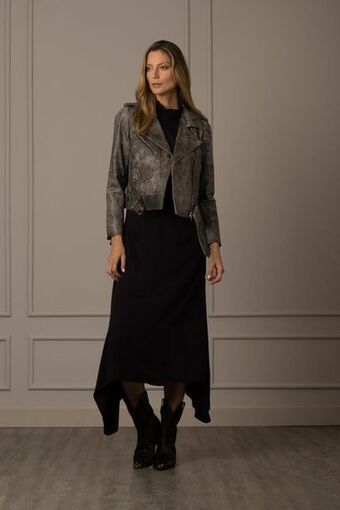 Vélez Chaqueta biker kioto en cuero para mujer efecto vintage oferta