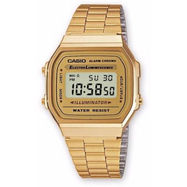 Linio Espectacular reloj casio retro a-168wa unisex dorado oferta