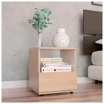 Éxito Mesa de noche oliver, beige, con un cajón inferior deslizable y espacio para colocar objetos decorativos oferta