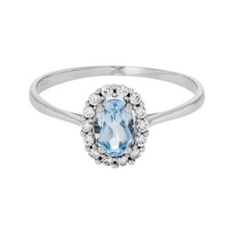 Kevin's Joyeros Anillo en oro blanco de 18 kilates, con topacio central y decoración en zircones oferta