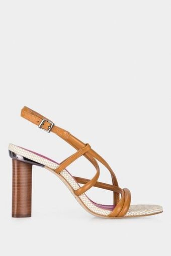 Vélez Sandalias tacón daca de cuero para mujer straps sin costuras oferta