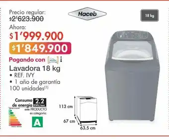 Lavadora 18 kg haceb
