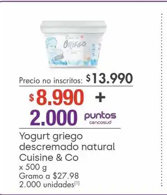 Metro Yogurt griego descremado natural cuisine & co x 500 g oferta