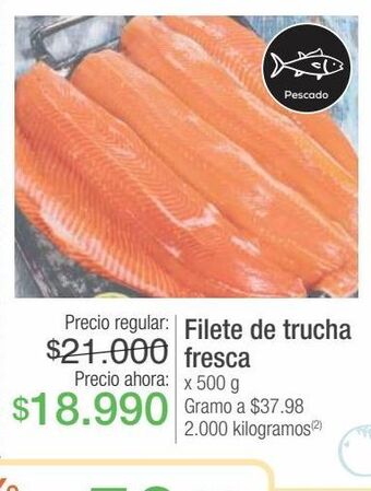 Jumbo Filetes de trucha fresca x 500g oferta