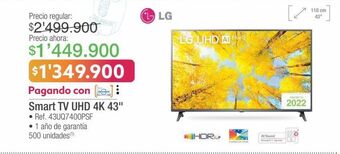 Jumbo Smart tv lg 43" oferta
