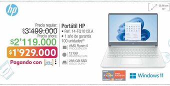 Jumbo Computador portátil hp oferta