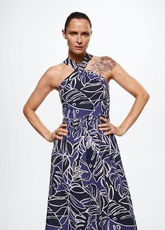 Mango Vestido algodón estampado oferta