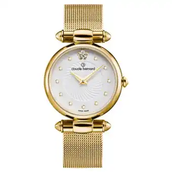 Kevin's Joyeros Reloj claude bernard analogo, para dama, tablero redondo color blanco, estilo puntos, pulso acero color dorado oferta
