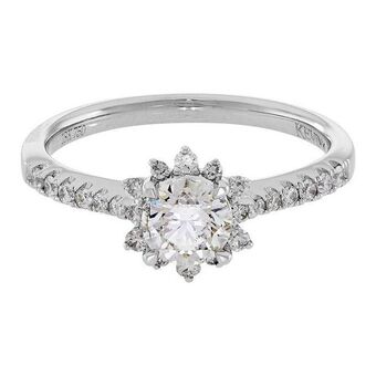 Kevin's Joyeros Anillo compromiso en oro blanco de 18 kilates, con diamante central de 0.50 ct y decoración en diamantes de 0.18 ct oferta