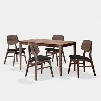 Éxito Juego de comedor royce m&a de 4 puestos en color caramel + 4 sillas tapizadas en color negro oferta