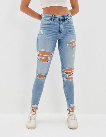 American Eagle Jegging ae real good ne(x)t level de tiro alto con rotos oferta