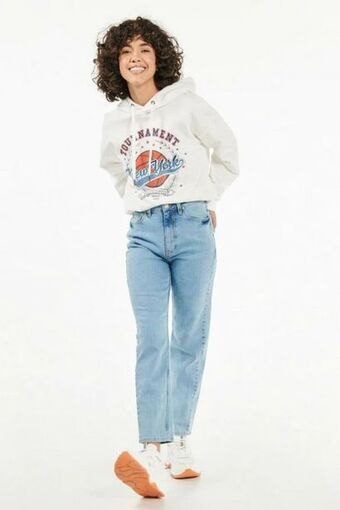 Koaj Jean mom fit tiro super alto azul claro sin rotos. oferta