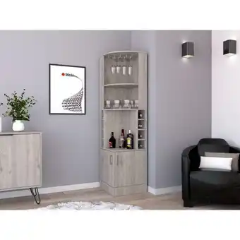 Éxito Bar esquinero celeste, humo, con dos puertas y espacio portacopas oferta