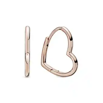 Pandora Argollas corazón asimétrico recubrimiento en oro rosa de 14k oferta