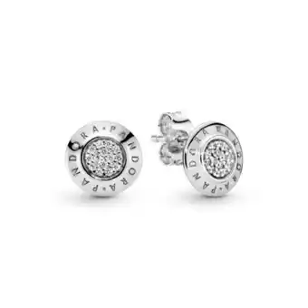 Pandora Aretes de botón deslumbrantes con el logotipo pandora oferta